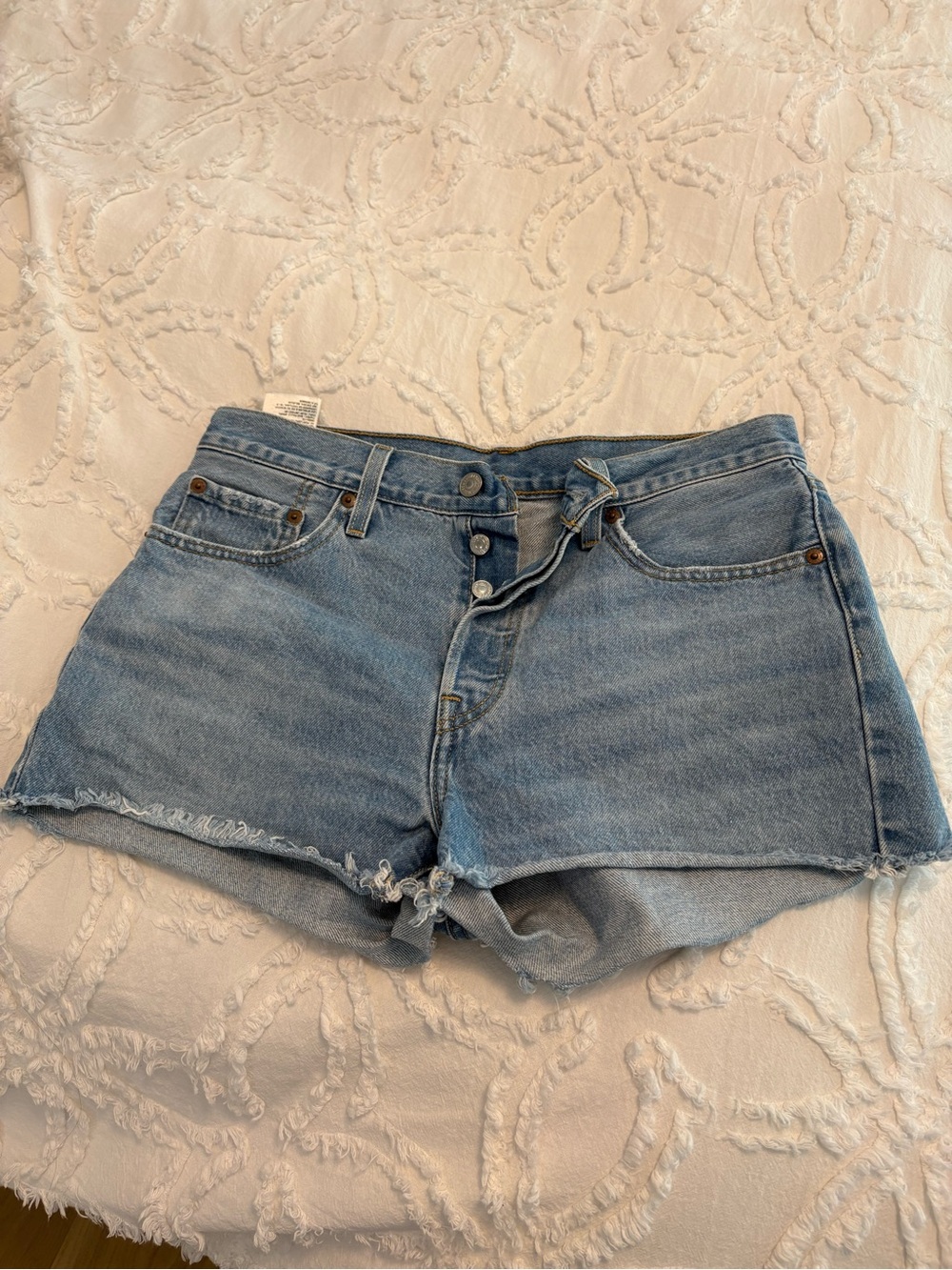 Levi's Light Blue Denim Cutoff Shorts with Raw Hem